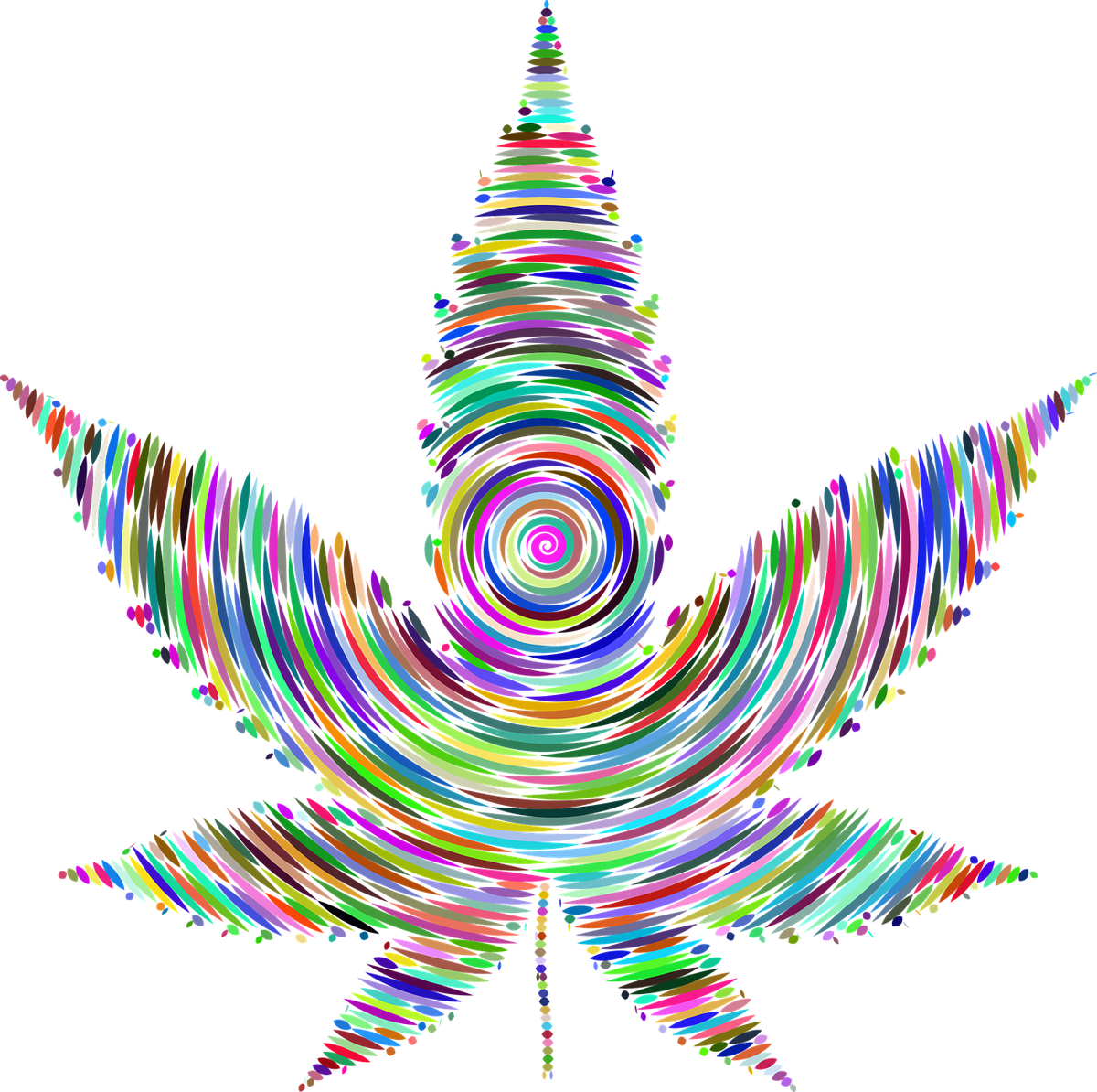 Buntes Grasblatt. Farbiges Cannabisblatt.