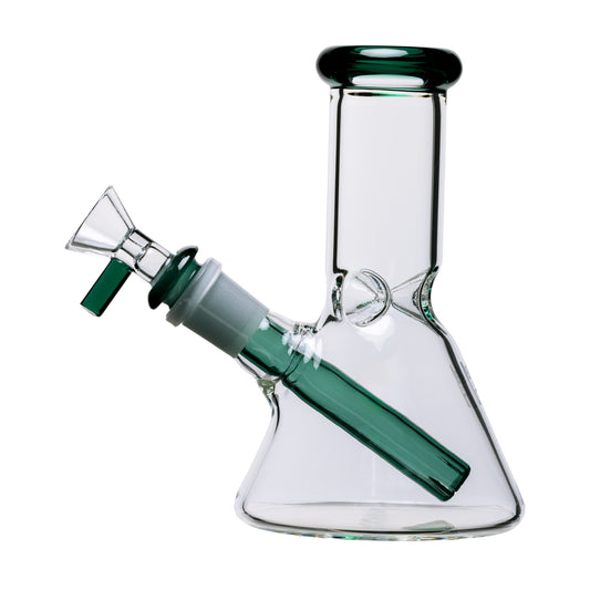 HUMAN GRADE / BUBBLER / 6`BEAKER / Clear & Lakegreen
